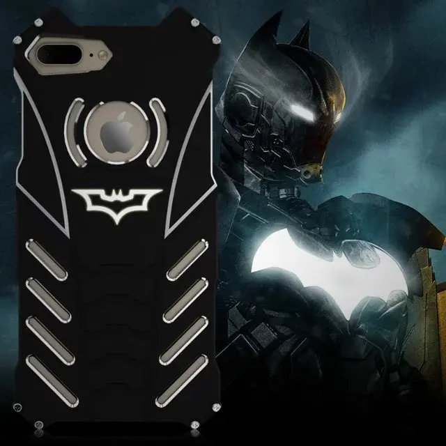 

R-just cases for iphone 6 6s 7 7 plus 8 8 plus Armor Heavy Dust Metal Aluminum CNC BATMAN phone cases For Iphone X XS XR XS Max