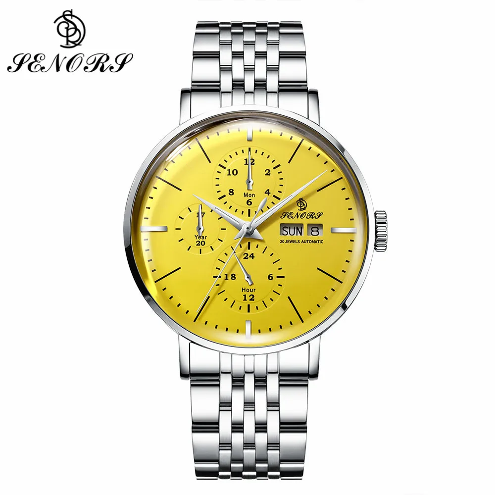

SENORS Automatic Watch for Men Sub-dial Date & Day Luminous Hands Male Clock Wrist Big Face Men Mechanical Watches Waterproof