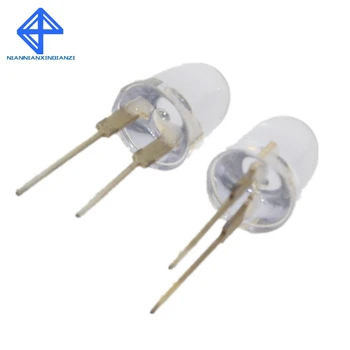 

10PCS LED 10mm White Transparent 150mA 0.75W Ultra Bright Round LED Light Emitting Diode Lamp Water Clear Bullet Shape
