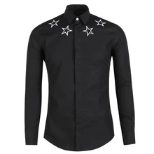 Весна Новая мода прибытия star рубашка с вышивкой Длинные рукава хлопок для мужчин