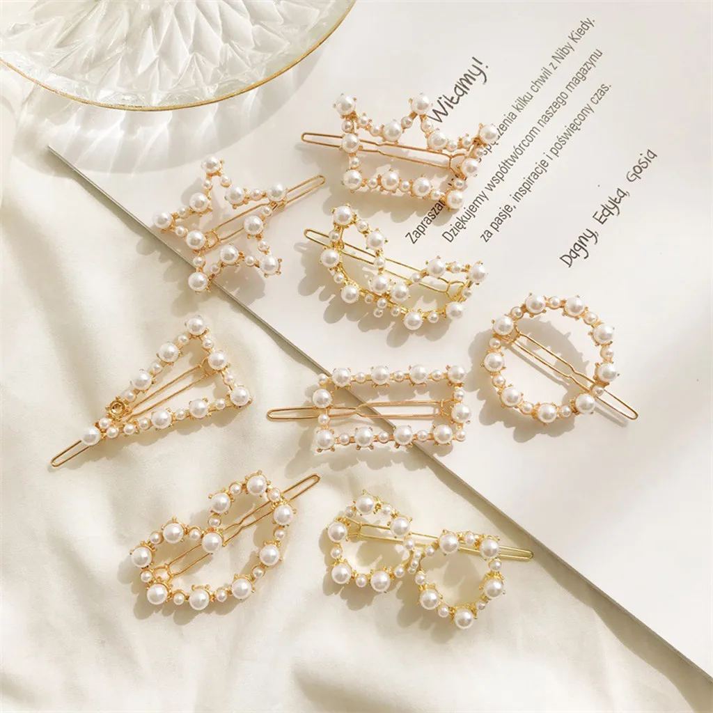 

1 Set Korea Metal Gold Pearl Irregular Acetate Hair Clips For Women Trendy Wedding Party Hair Accessories Jewelry