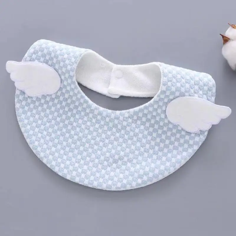 

2019 Newest Baby Bibs 10cm Waterproof Baby Burp Cloths .angel Wing Cartoon Round Bibs Double Layer Infant Girl Feeding Bibs