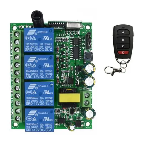 

Smart home 220 V 4CH RF Wireless Remote Control System / Radio Switch remote switch receiver garage door gate 433mhz 315mhz