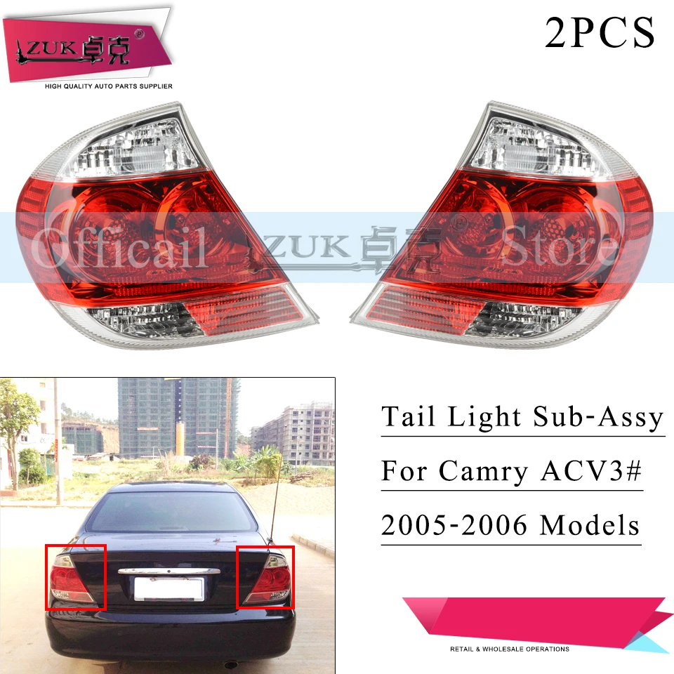 

ZUK 2PCS Rear Light Brake Stop Light For Toyota CAMRY 2005 2006 2007 2.4L ACV3# MCV30 Taillight Rear Bumper Tail Light Tail Lamp