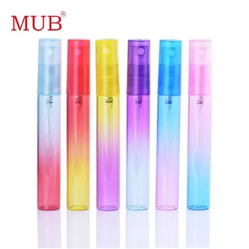 

MUB - (60 pieces/lot) 6 Colors Mini Pump Sprayer Perfumes Bottle 8ml Glass Frascos De Perfume With Rainbow Printing