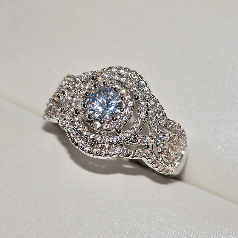 Роскошное Сверкающее AAA циркониевое кольцо CZ S925 Стерлинговое серебро ювелирные изделия обручальное кольцо кольца для женщин лучший подарок