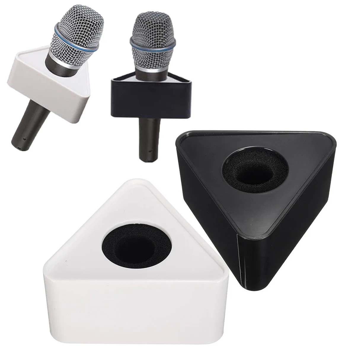 

QHRICE ABS material triangle interview mark microphone sticker black white box triangle Triangular Station Logo Flag Station DIY