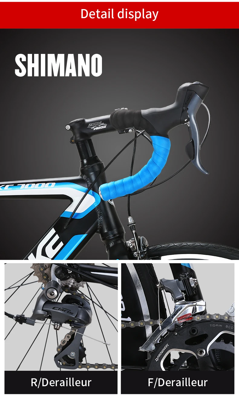 Excellent EUROBIKE 54CM  Road Bikes 54CM Aluminum Bicycle  16 Speed 700C Inches Wheel  Road Bike 9