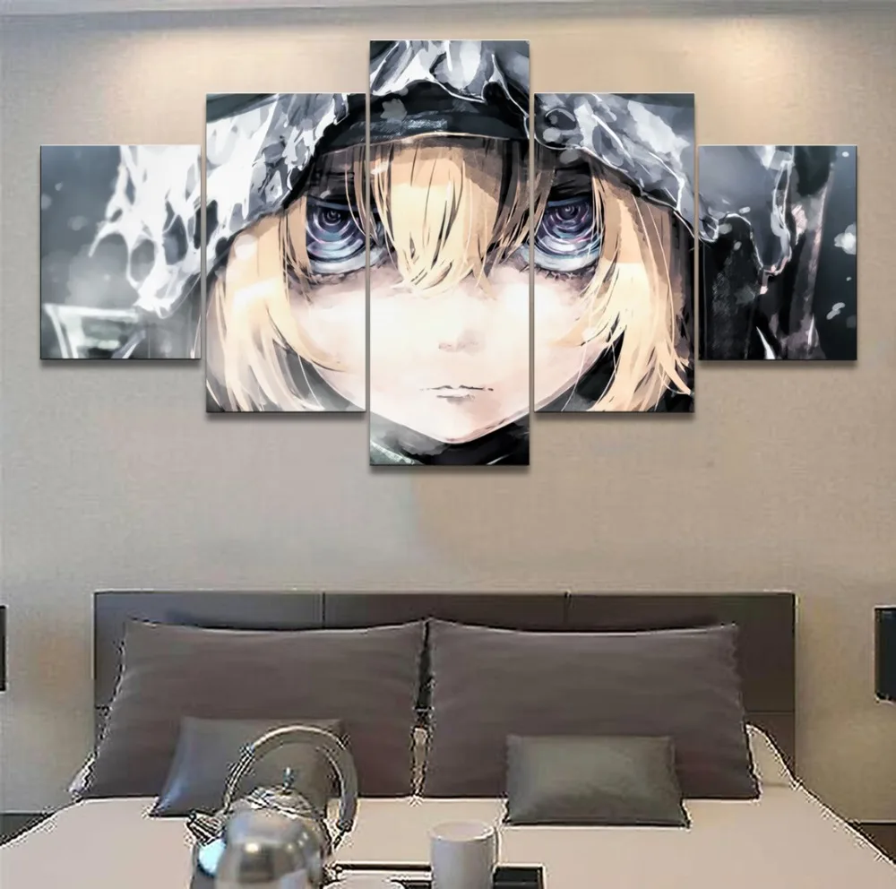 Canvas Print Pictures Wall Art Poster Framework 5 Pieces Anime Youjo Senki Tanya Degurechaff Painting For Living Room Home Decor
