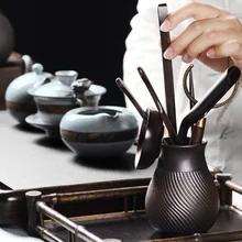 Китайские чайные аксессуары чадао 6 шт. Фарфоровая Ваза деревянная чайная ложка игла инструменты для чайного набора