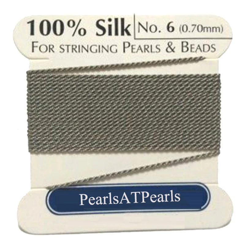2M Long 0.7mm in Diameter Gray 100% Natural Silk Beading Cord with Needle Attached | Украшения и аксессуары