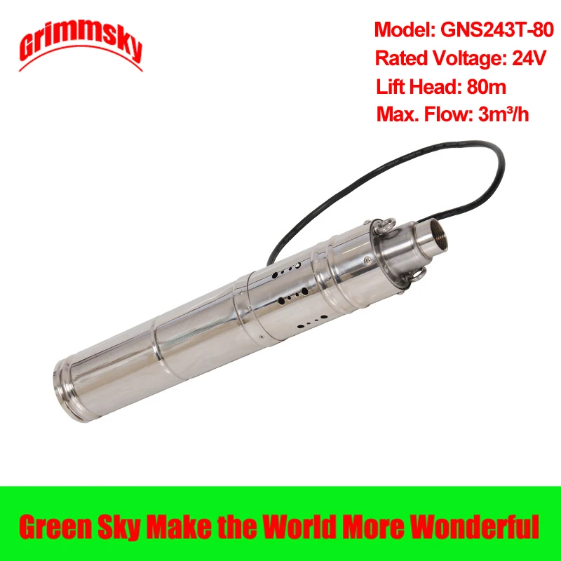 

high head 80m lift head 3m3/h 684W DC 24V Built-in MPPT 3.5inch water pump solar power