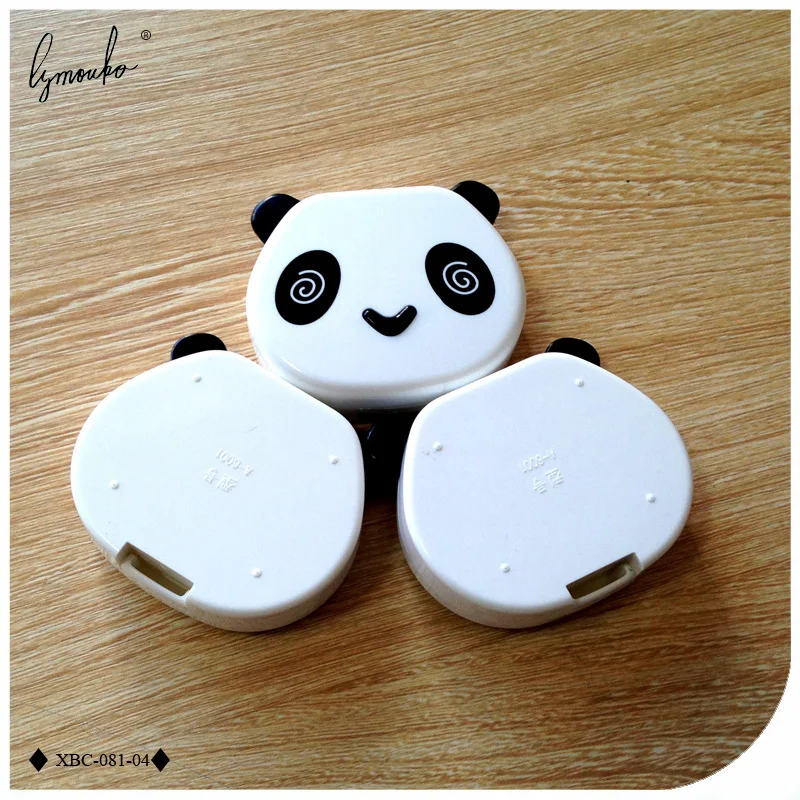 Lymouko Lovely White Color Panda Design Holder Contact Lens Case with Mirror Portable Container Lenses Box for Women