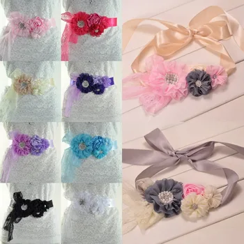 

10pcs/lot 10Colors Chiffon Flower Sash Belt Maternity Waistband Baby Girls Photograghy Props Kidocheese