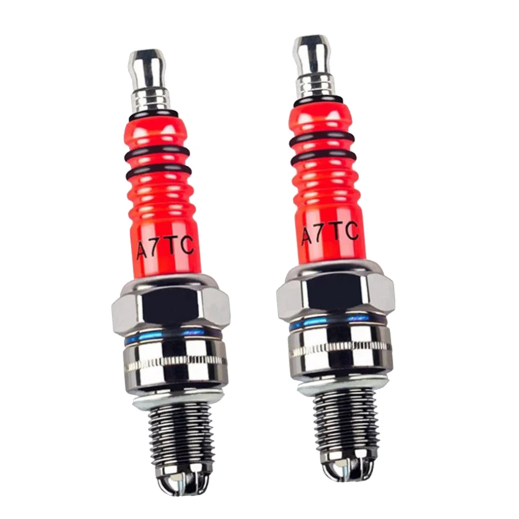 

2 Pcs Auto Replacement Spark Plugs High Performance 3-Electrode Motorcycle Spark Plug A7TC For 50cc-150cc Scooters ATVs Go-Carts