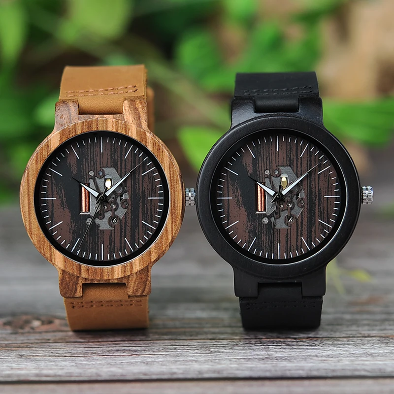 Relogio masculino Watch Men BOBO BIRD Unique Wood Quartz Wrstwatches Male Top Brand Design Elegant with Leather Bands