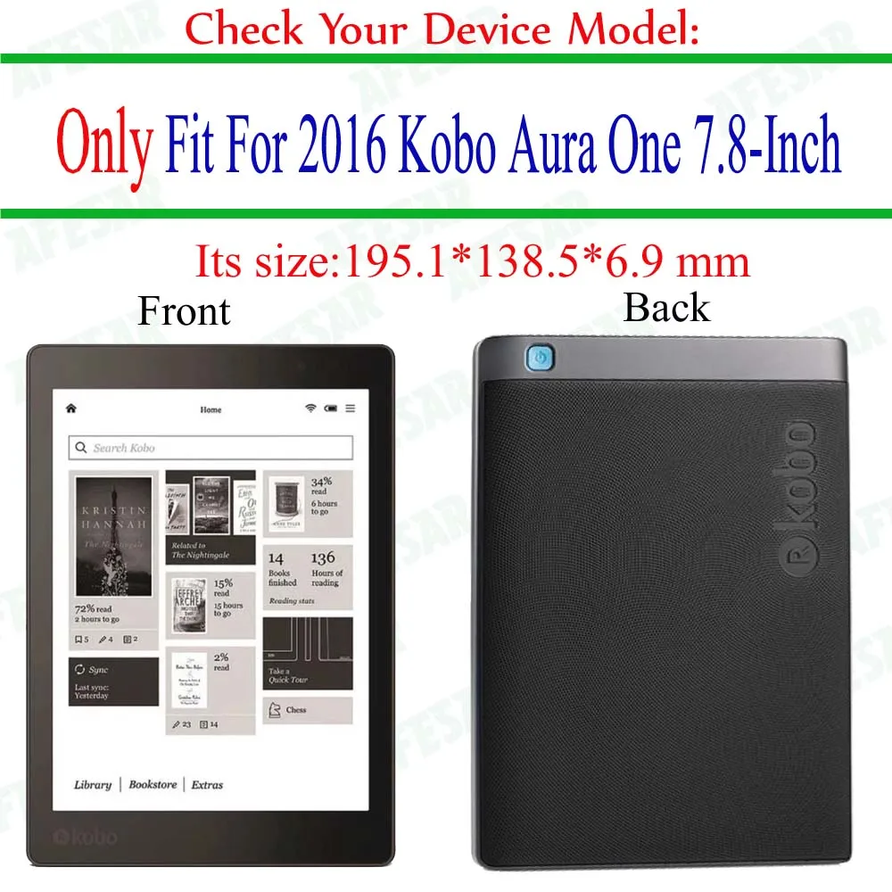 Чехол Smart cover для Kobo Aura One, 7,8 дюймов, электронная книга, электронная книга из искусственной кожи, карман на магните, автоматический режим сна и бодрствования, чехол