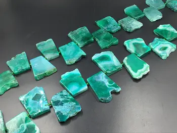 

Large Green Agate Slice Beads Flat Trapezoid Agate Pendant Beads Slab Nugget Beads Graduated Agate Gemstone Beads Supplies 22-40
