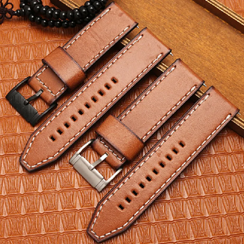 Italy Oil Leather Watchband For Diesel For Fossil For Timex DW Quick ...