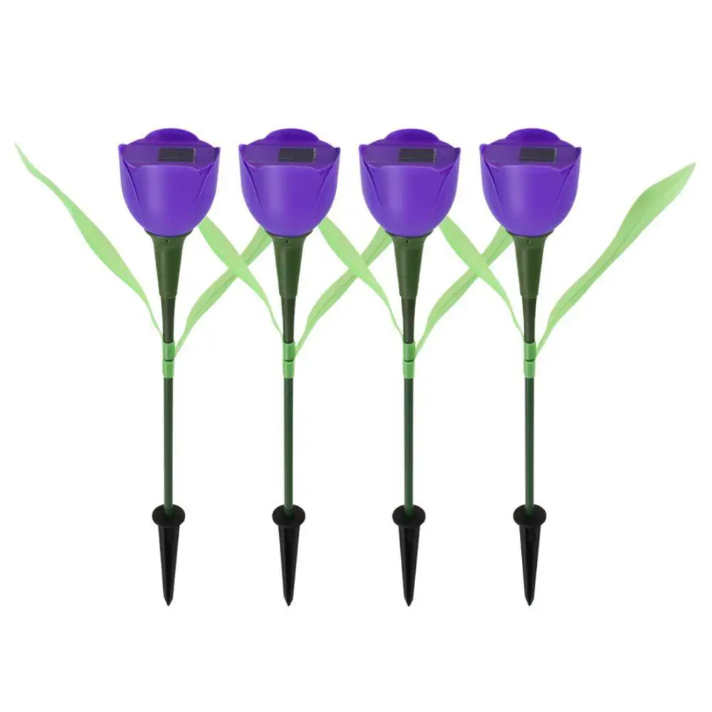 Purple Светодиодный светильник на солнечной батарее, уличный садовый светильник на солнечной батарее, светодиодный светильник-Тюльпан для дома, лужайка, пейзаж, ночная Цветочная лампа#20 - Испускаемый цвет: Purple