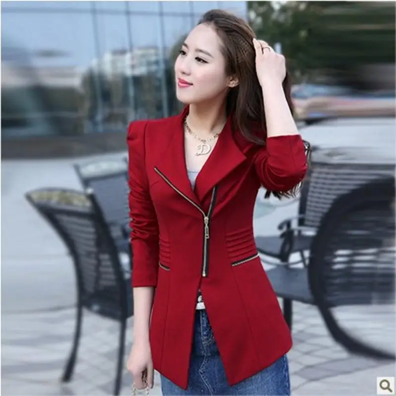YUNY Women Comfort Coat Business Solid Colored Leisure Small Blazer Rose red S 
