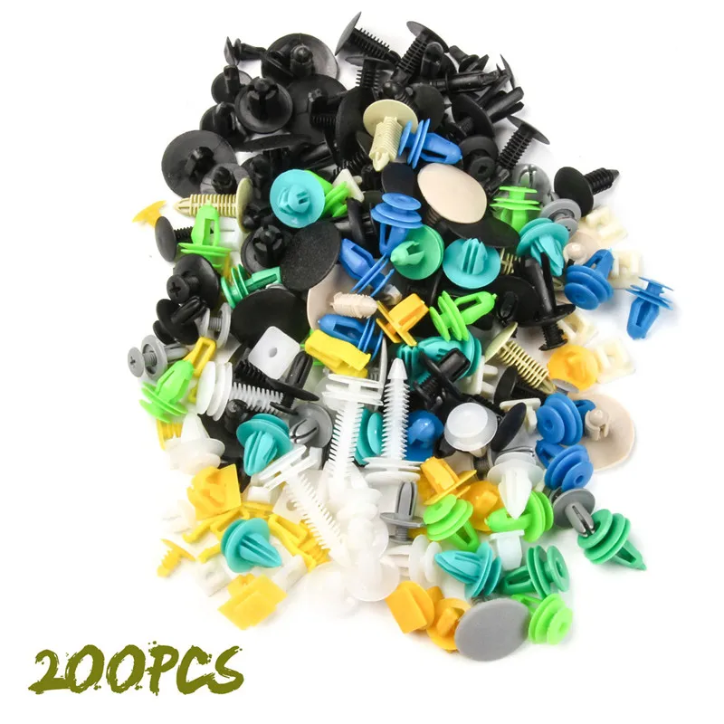 

200PCS Universal Mixed Auto Fastener Car Bumper Clips Retainer Car Fastener Rivet Door Panel Fender Liner for All Car