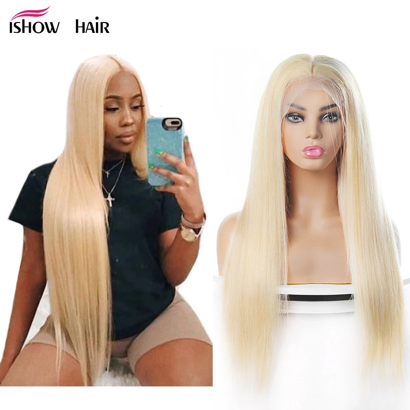 

Ishow 613 Lace Front Wig 13X4 Brazilian Lace Front Human Hair Wigs Remy Hair Pre Plucked Blonde Straight Hair Wigs For Women