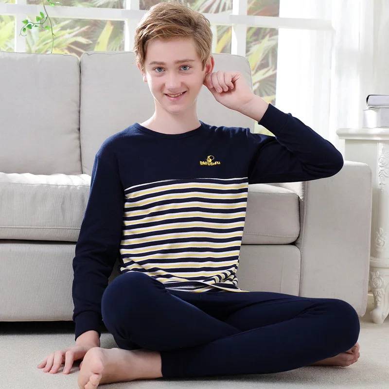 

2018 Autumn winter kids thermal underwear set 100%cotton boys girls long johns children underwear 14 15 years kids clothes suit