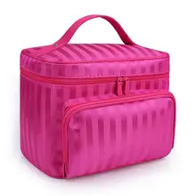 Yfashion Waterproof Striped Cosmetic Bag Large Capacity Makeup Storage Case Wash Bag for Travelling
