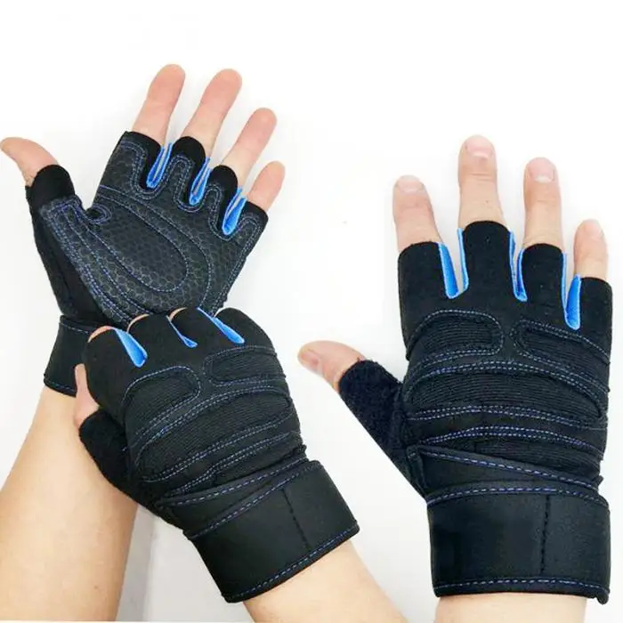Мужские Женские перчатки для тренажерного зала с ремешком на запястье поддержка для тренировки фитнеса Тяжелая атлетика ED