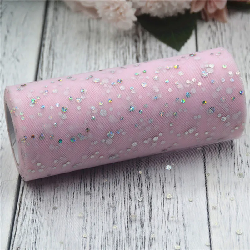 Блестящий тюль с блестками в рулонах 25 ярдов 15 см DIY ремесло День Рождения Декор
