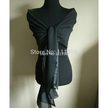 Черный Белый шифон цвета слоновой кости шаль атласный край Weding wrap/Палантин свадебное болеро/пашмины/Палантин/шарф/Болеро