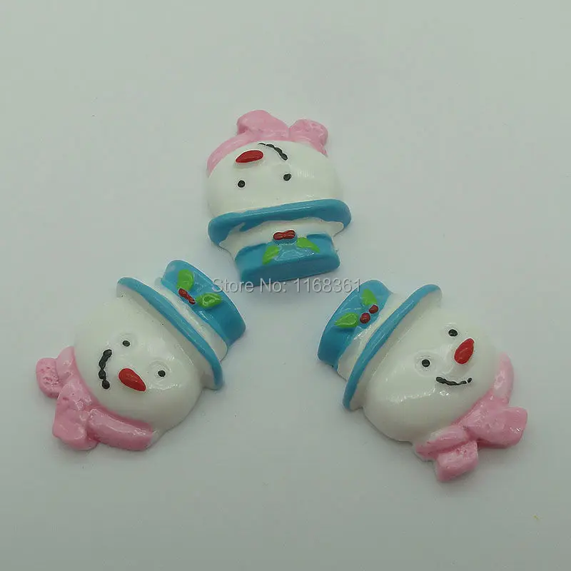 1pcs/lot resin flat back pink scarf snowman head 30mm Cabochons Scrapbooking Hair Bow Center DIY Christmas decration C101-5