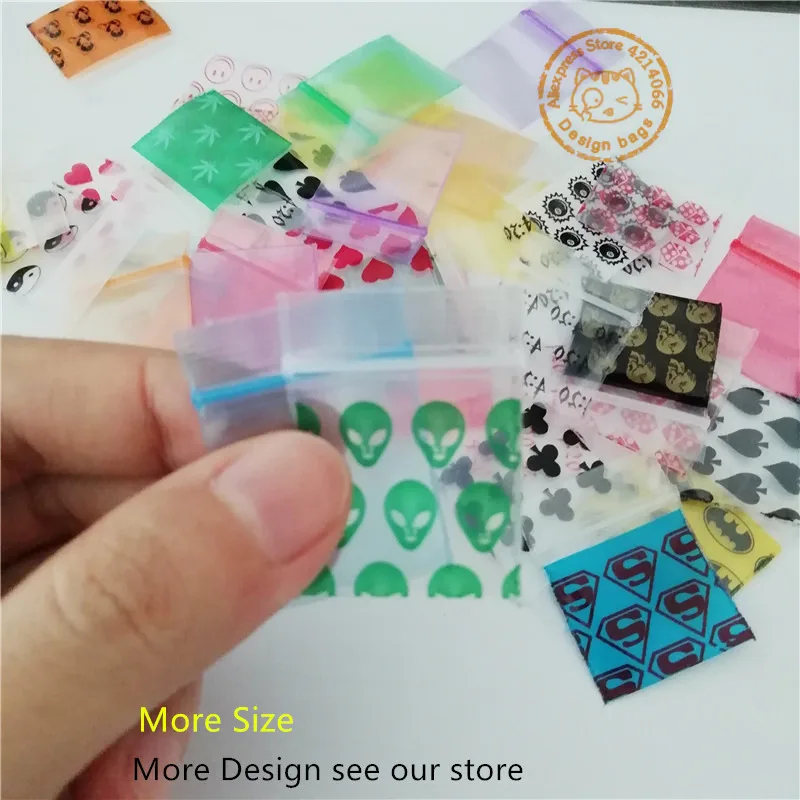400 Baggies Wholesale retail Random 4 Designs Ziplock Design Bags Mini Plastic Grip Seal Bag 1010 1"X1" Drop Shipping 5