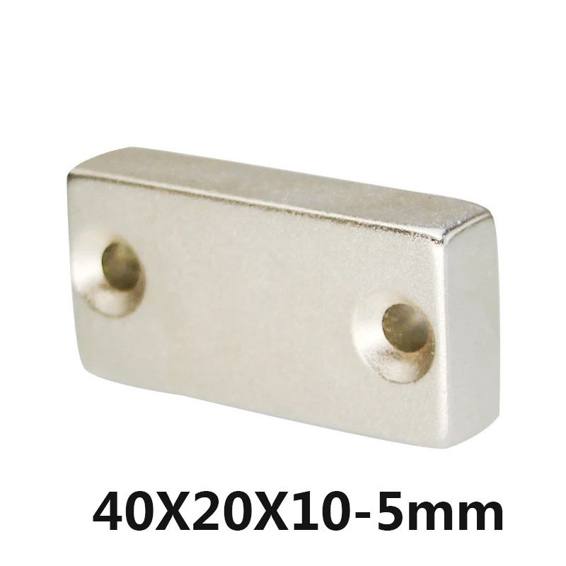 1pcs 40x20x10 mm hole 5mm N35 Strong Square NdFeB Rare Earth Magnet 40*20*10 2hole | Обустройство дома