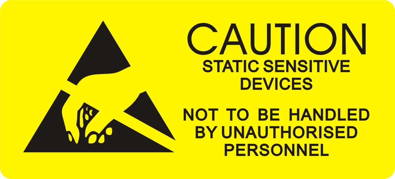 

200pcs Warning Labels Attention Caution Adhesive Stickers 25mm*55mm for Anti Static Shielding Bags ESD shielding bag