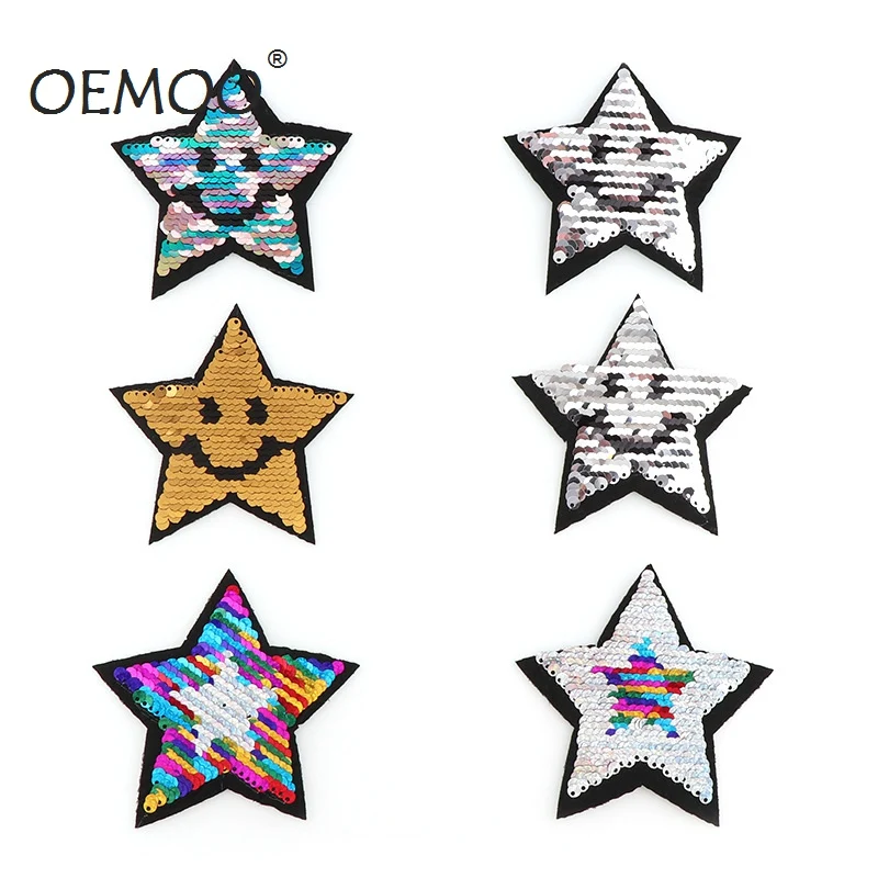 

NEW Stars Reversible Change Color MIX Size Sequins Patches Banana Sew On Patches For Clothes DIY Patch Applique Crafts