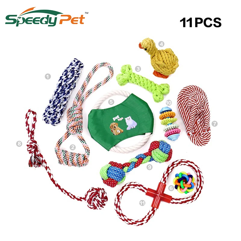 11 PCS Dog Toys Set Interactive Training Chew Toys Durable Rope Chew