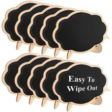 Мини толстые черные доски знаки легко вытирать, 10 шт Деревянные маленькие доски знаки место карты для свадеб, вечеринок, Ta