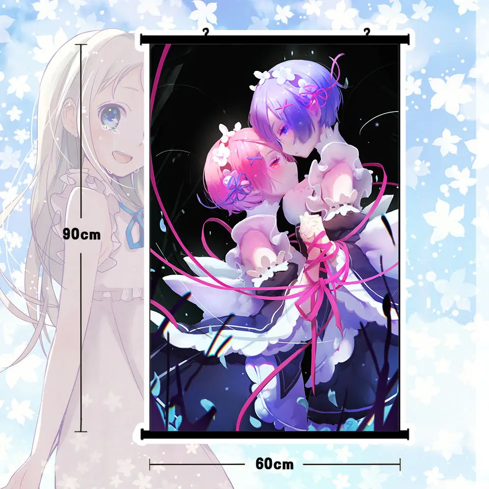 

Anime Re:zero Rem Ram Sister Lovely Poster Wall Scroll Mural Home Decor 60*80cm