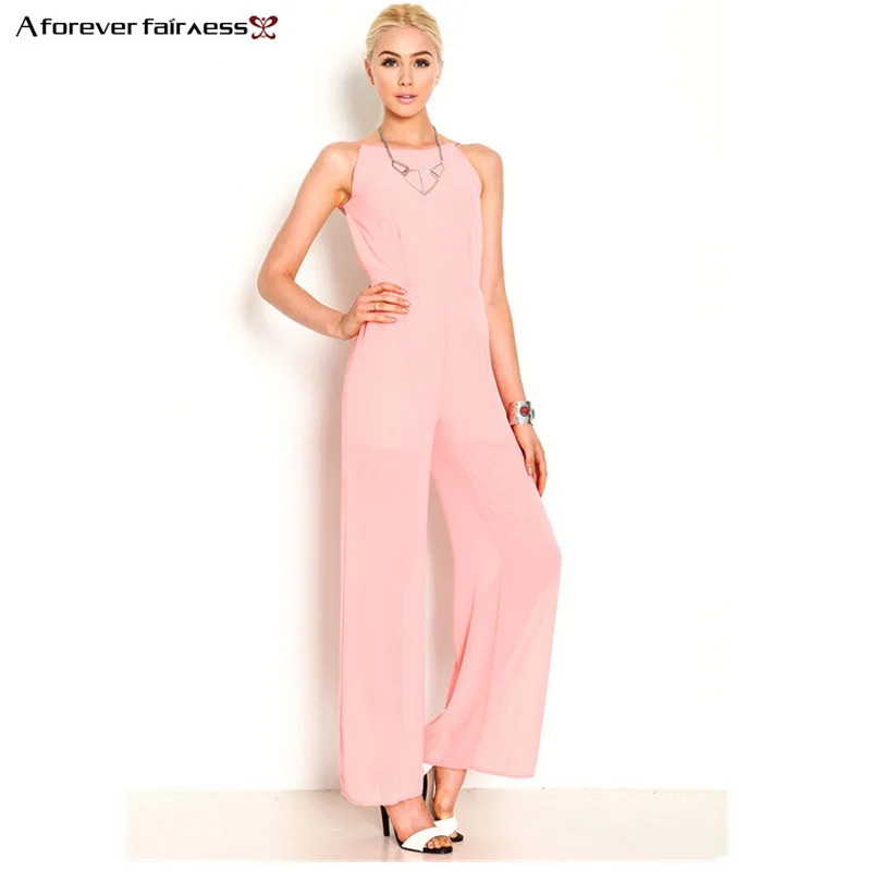 Sexy Tie Bow Belt Palazzo Jumpsuit 2018 Ladies O neck