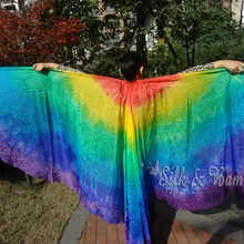 Радуга, 1 комплект 2,7 м* 1,14 м(3yard* 4") галстук-краска 6 мм habotai двойная вуаль танец живота шелковое крыло, настоящий шелк
