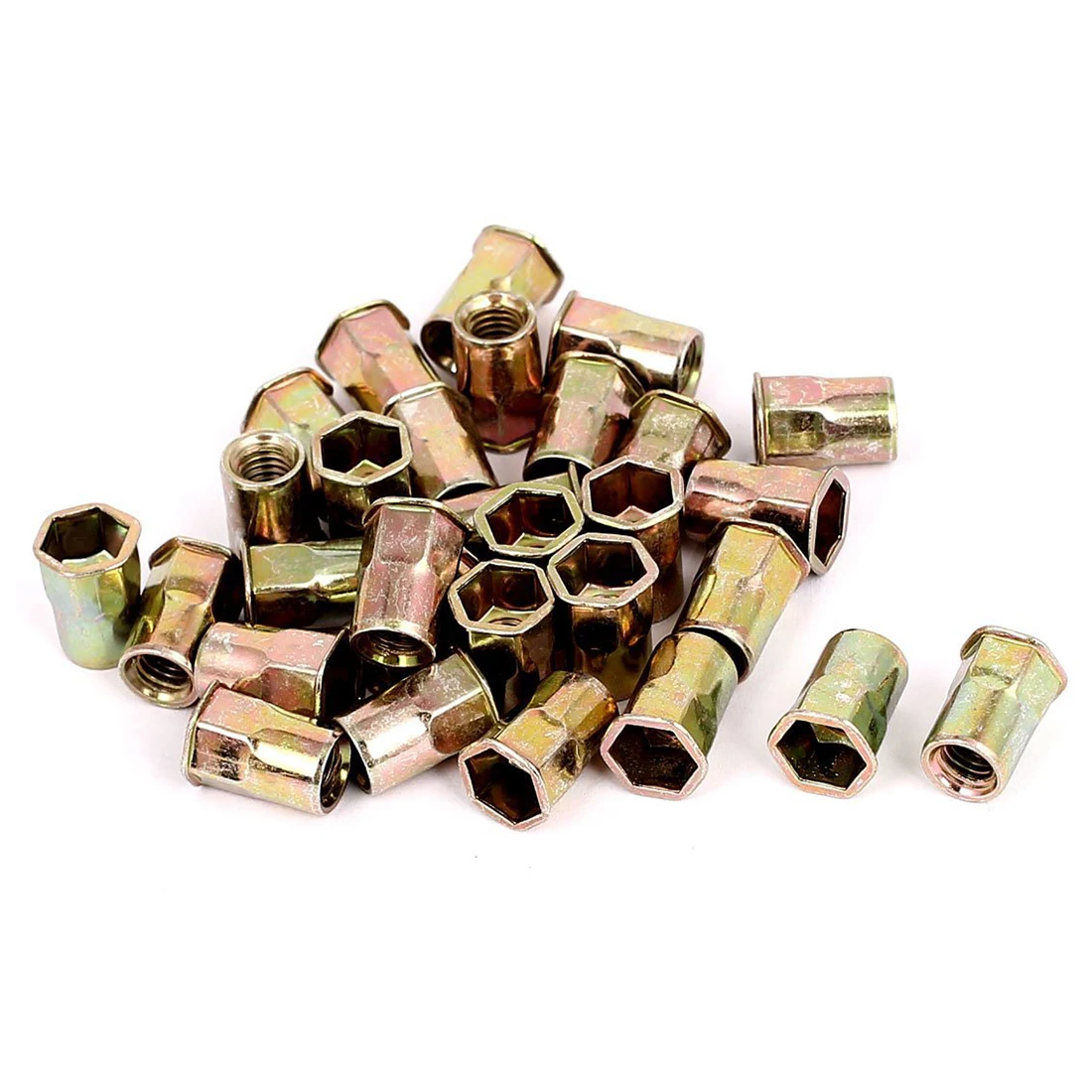 30 PCS M6 Reduce Head Open end Hex Body Blind Rivets Wheel Nut Insert