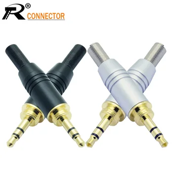 

1pc Aluminum Assembly 3.5mm jack male screw plug Wire Connector Gold-plated 3.5mm 3pole stereo audio speaker plug with spring