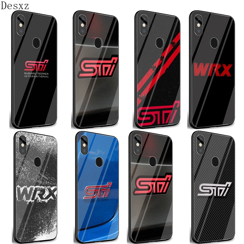 

Bag ShellDesxz Glass Phone Case For Xiaomi Mi F1 A1 A2 5X 6X Redmi Note 5 6 7 Pro 6A 4X Cover Uxury Car Subaru Sti Logo