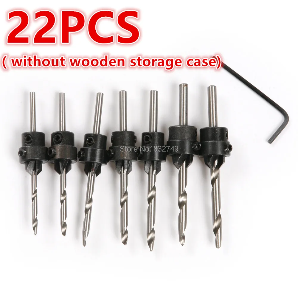 Hot 22PCS HSS 4241 Wood Screw Drill set Woodworking Bit Set Drilling Pilot Holes Tools 5 6 7