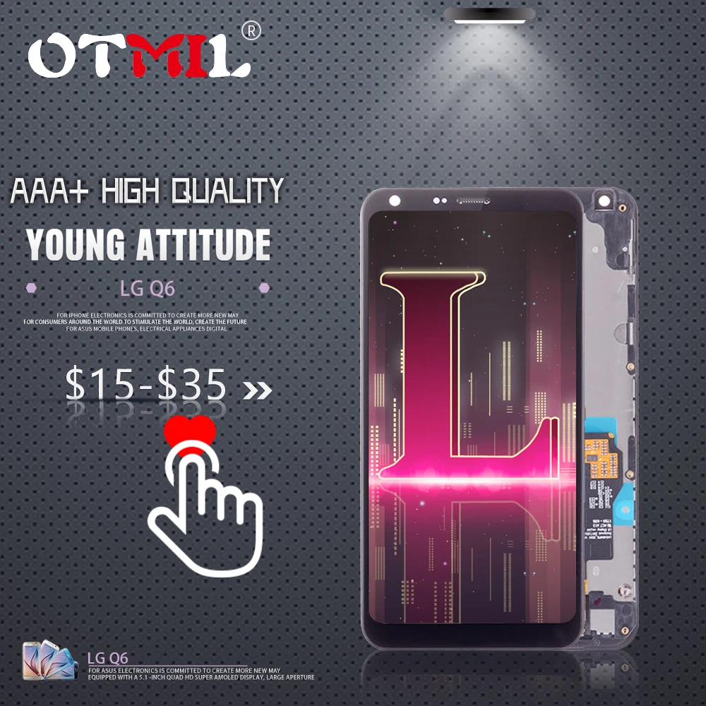

OTMIL 5.5" For LG Q6 LCD Touch Screen Digitizer Assembly Frame Replacement M700A M700N US700 M700 Display for LG Q6 Display #1