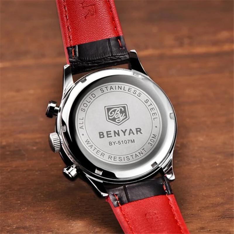 BENYAR Reloj Hombre Роскошные Кварцевые часы с секундомером мужские спортивные наручные