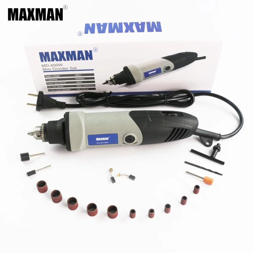 MAXMAN профессиональный электрический мини шлифовальный станок 400 Вт инструмент Dremel 0,6~ 6,5 мм патрон с переменной скоростью вращающийся инструмент DIY Многофункциональные электроинструменты