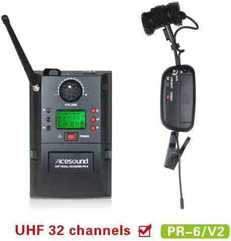 ACEMIC PR-6/V2 UHF 32 канала 500-980 МГц Беспроводной саксофон с юбкой-годе для фотографий с микрофоном